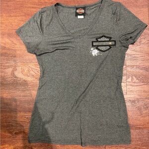 Harley-Davidson Women's Charcoal V-Neck Tee